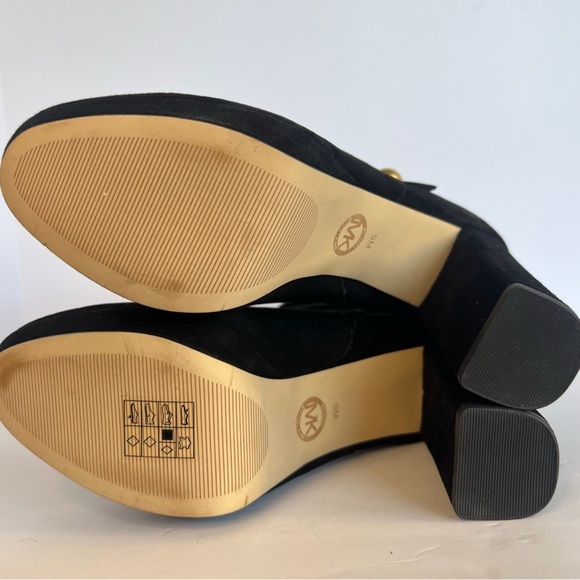 Size 9M Michael Kors "Maisie" Black Suede Platform Mid-Calf Boots - Picture 4 of 8